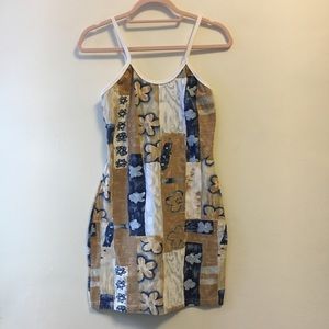 Vintage stretchy printed mini dress